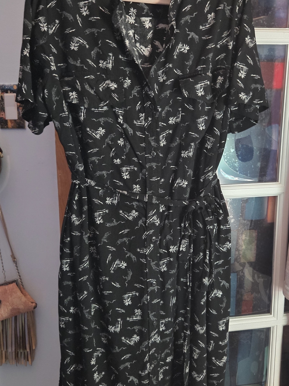 Joe Fresh Black Dress with White Print
